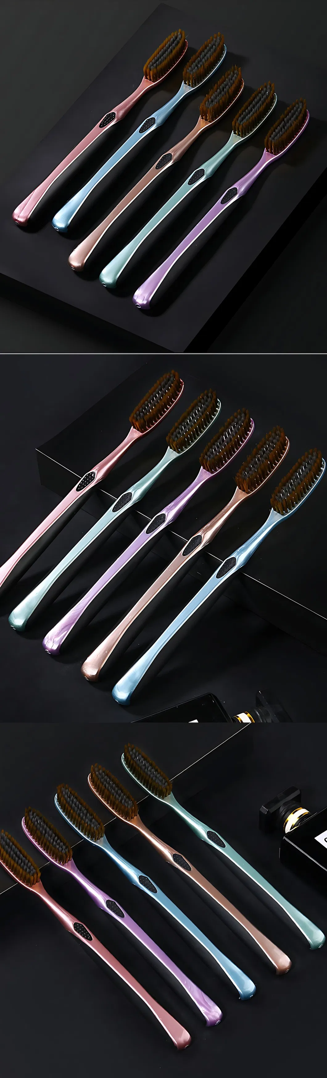 Eco Friendly OEM Custom Black Adult White Soft Bristle Toothbrush Manufacturer