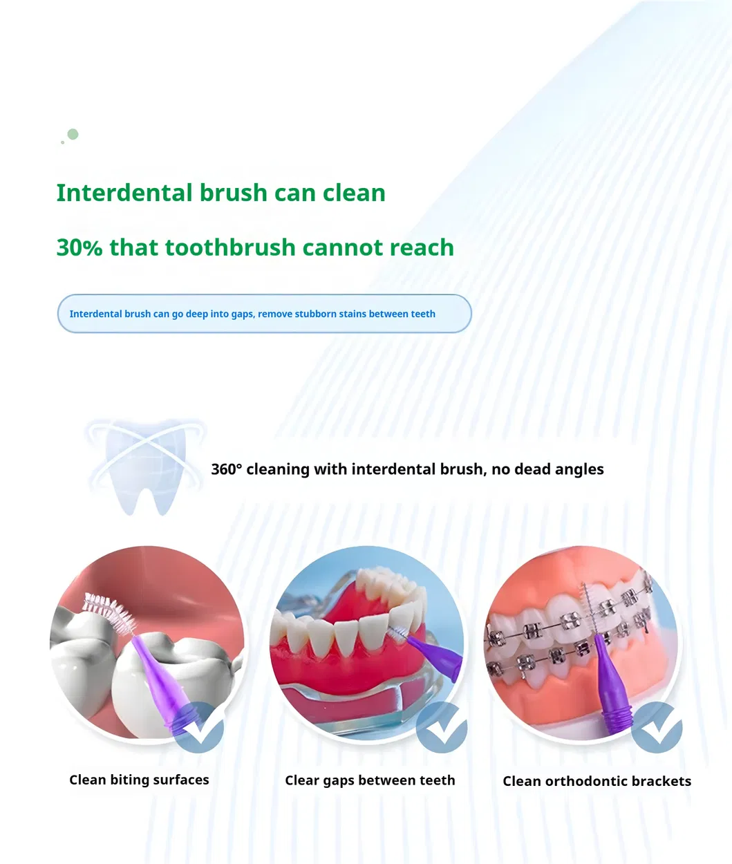 Disposable Interdental Brush Effective Oral Care Pagoda I-Type Plastic Interdental Brush