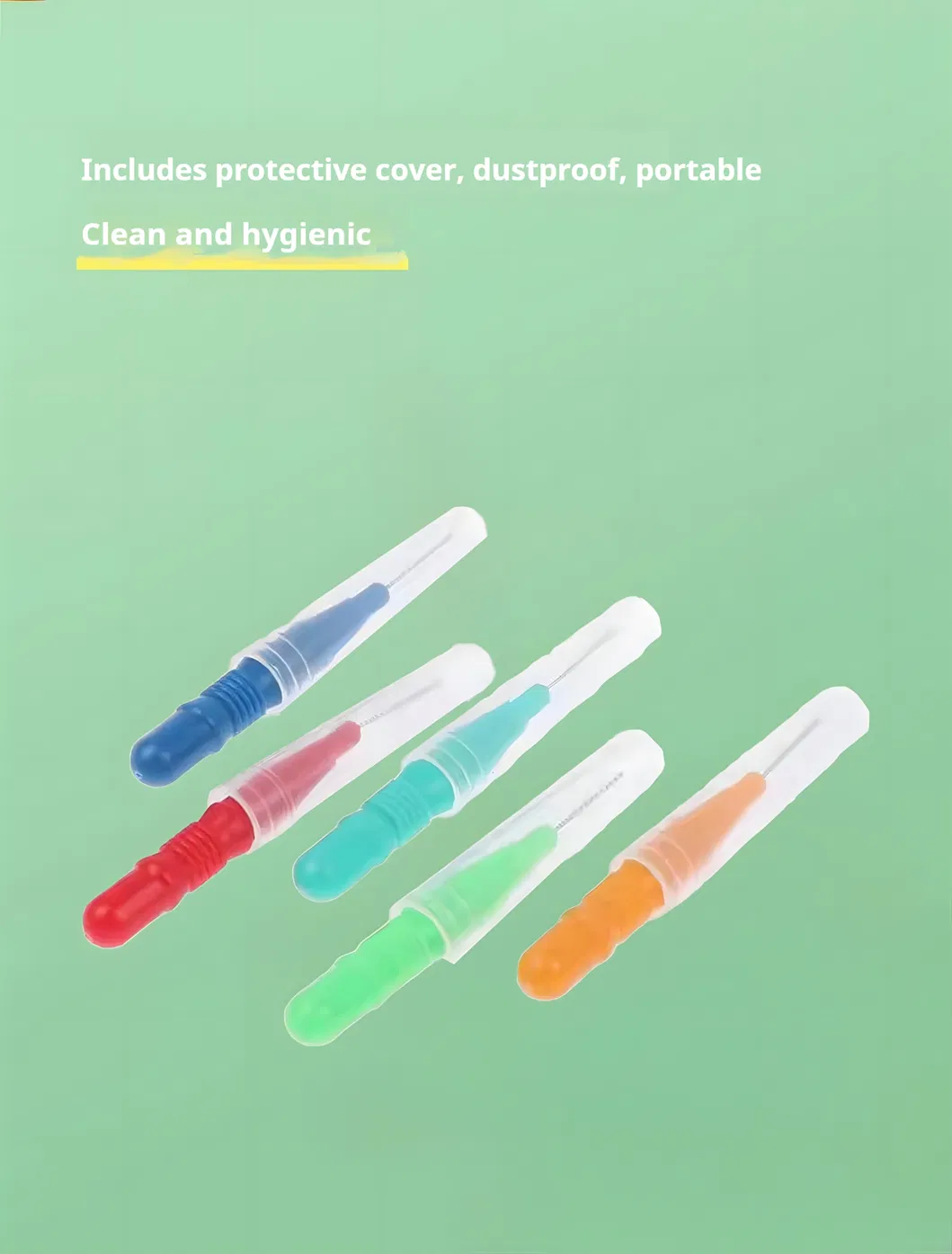 Soft Bristle Interdental Brushes I-Shaped Dental Floss with Stainless Steel Tooth Picks for Sale