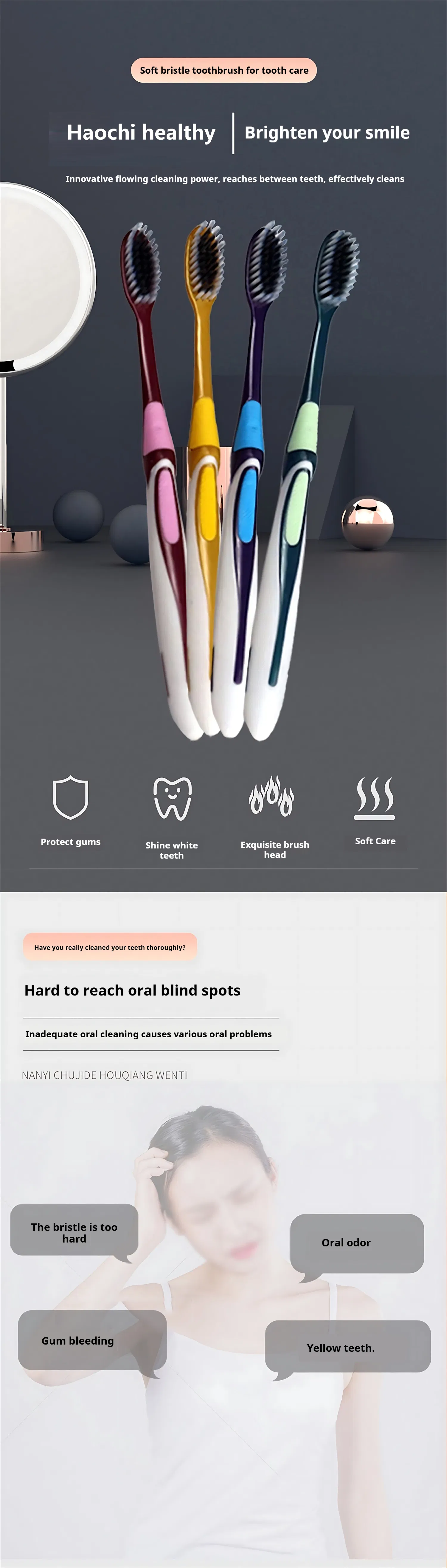 High Quality Popular Adult Travel Size All-in-One Soft Bristle Plastic Portable Disposable Bursting Beads Toothbrush