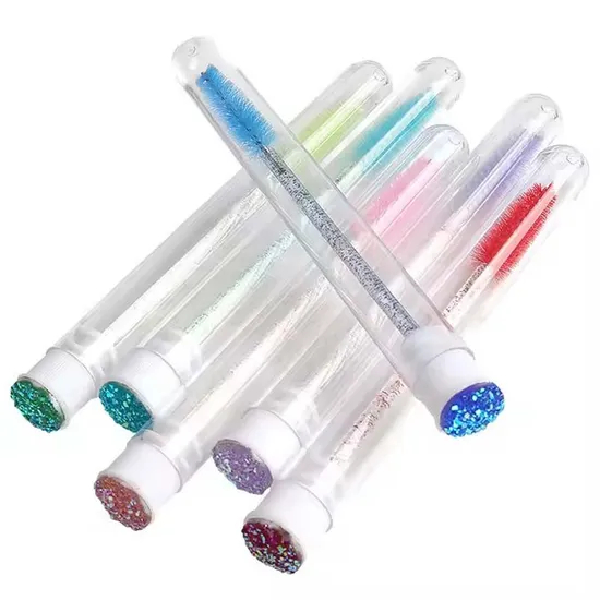 Eyebrow Brush Tube Reusable Disposable Mascara Wands Eyelash Brush Replaceable Dust-Proof Sparkling Broken Diamond Bottom