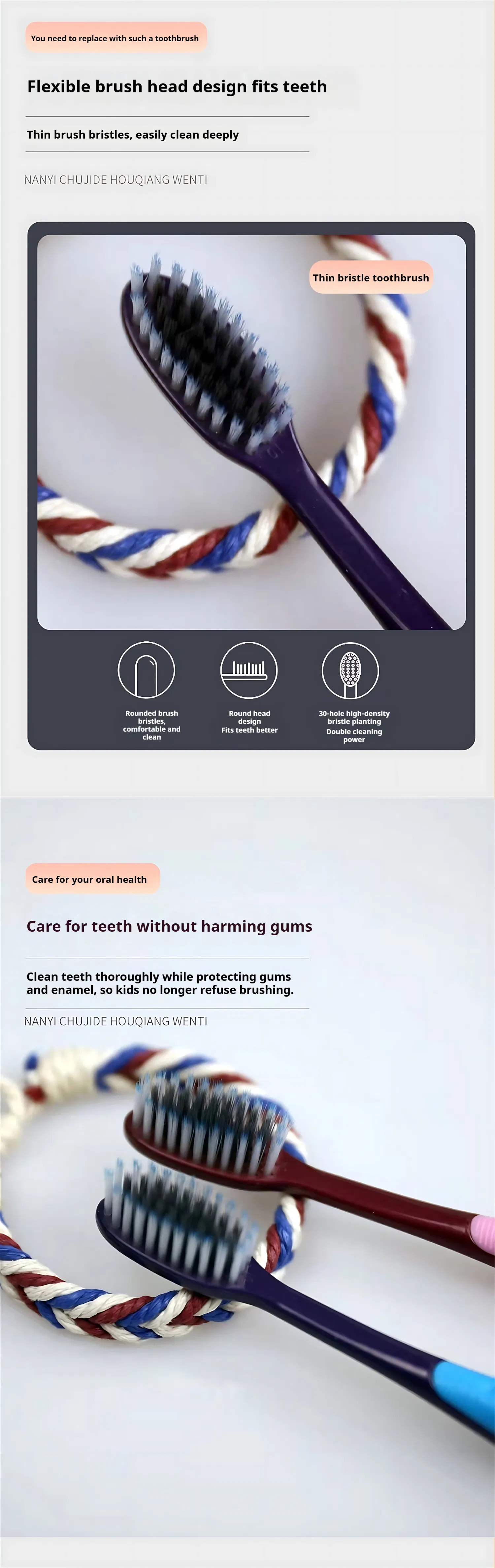 High Quality Popular Adult Travel Size All-in-One Soft Bristle Plastic Portable Disposable Bursting Beads Toothbrush