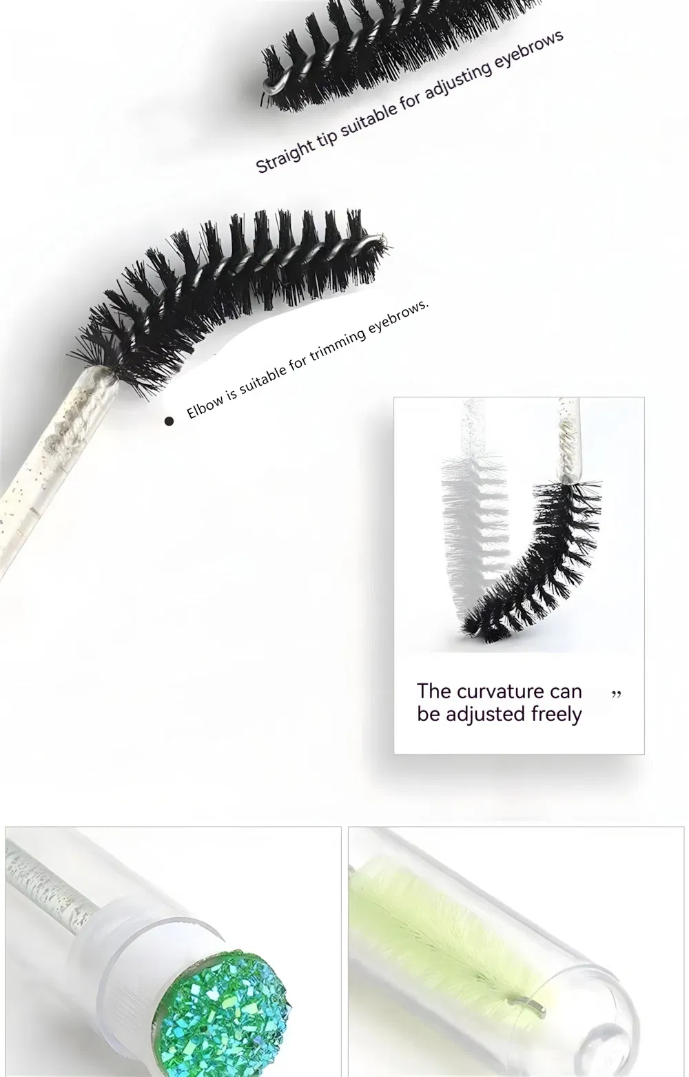 Purple Mascara Wands with Plastic Tube Eyelash Professional Crystal Makeup Brush