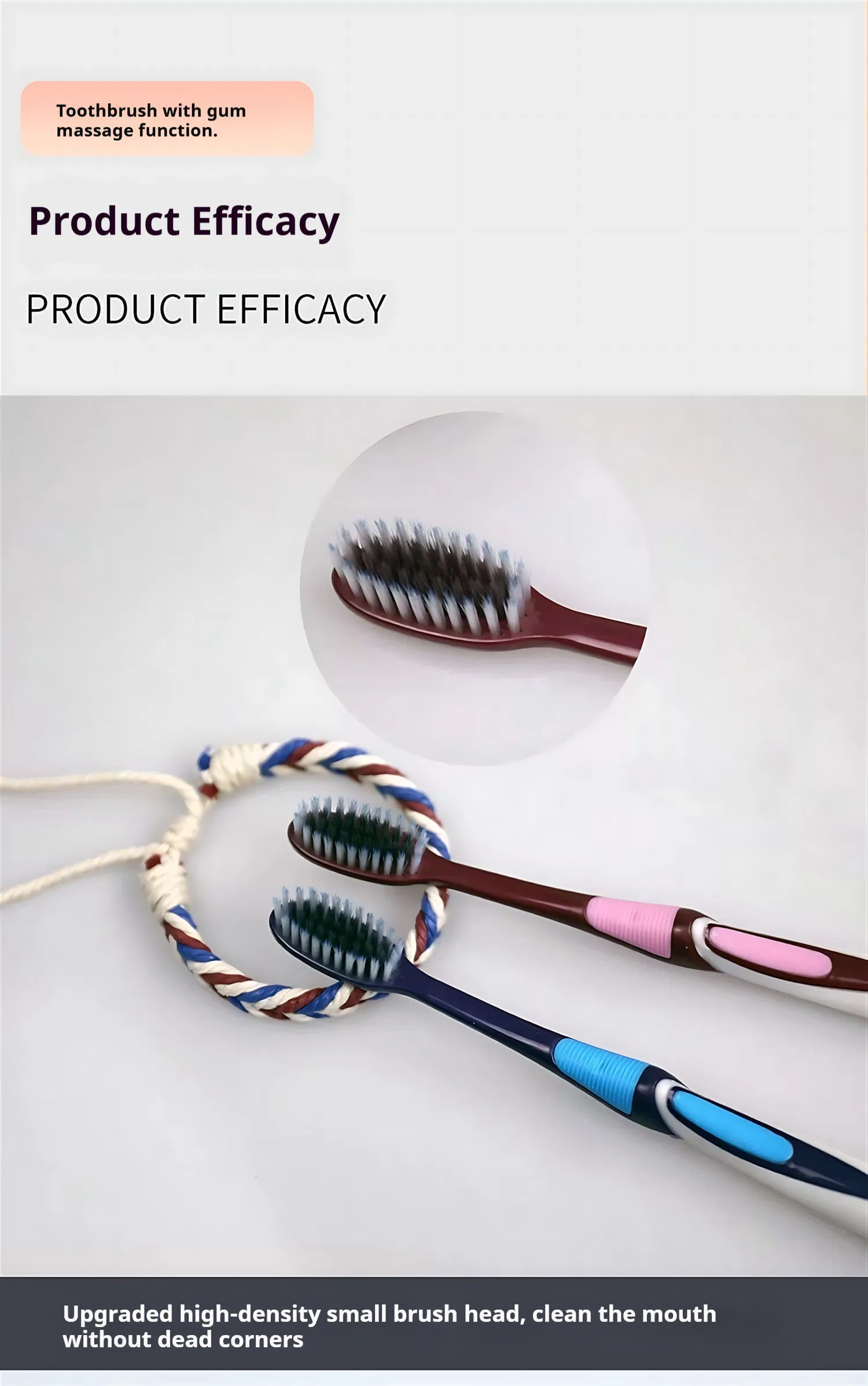 High Quality Popular Adult Travel Size All-in-One Soft Bristle Plastic Portable Disposable Bursting Beads Toothbrush
