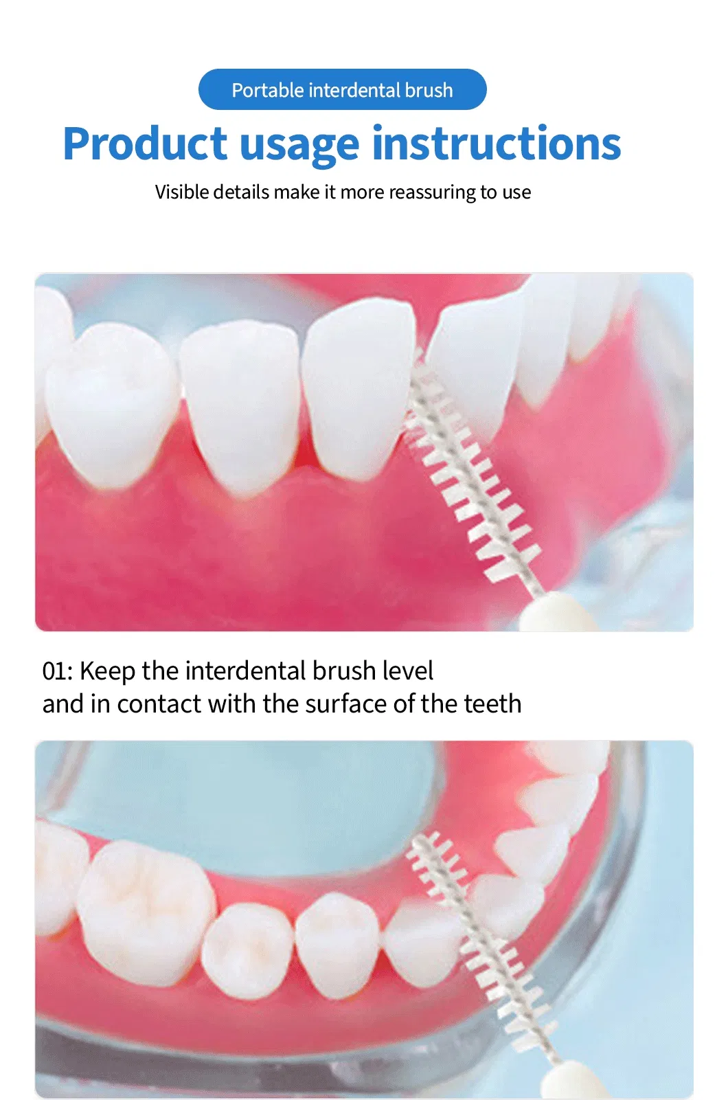 Factory Directly Supply Good-Quality Recycble Rubber Handle Interdental Brushes Refils Soft Deep Clean Toothpick Brush