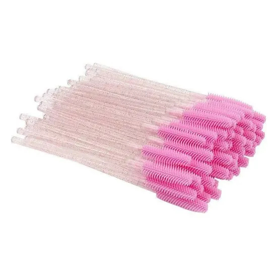 50PCS/Bag Wood Handle Disposable Mascara Wands Eyelash Brush Spoolies for Eye Lash Extension Eyebrow Bamboo Stick Brown