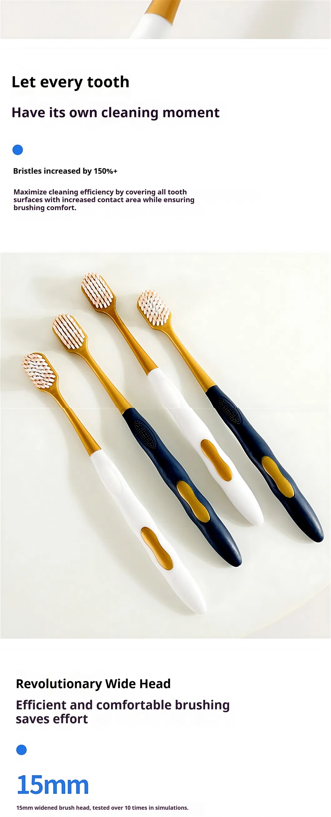 Anti-Slip Handle Plastic Adult Toothbrush - Medium Bristles for Daily Oral Hygiene