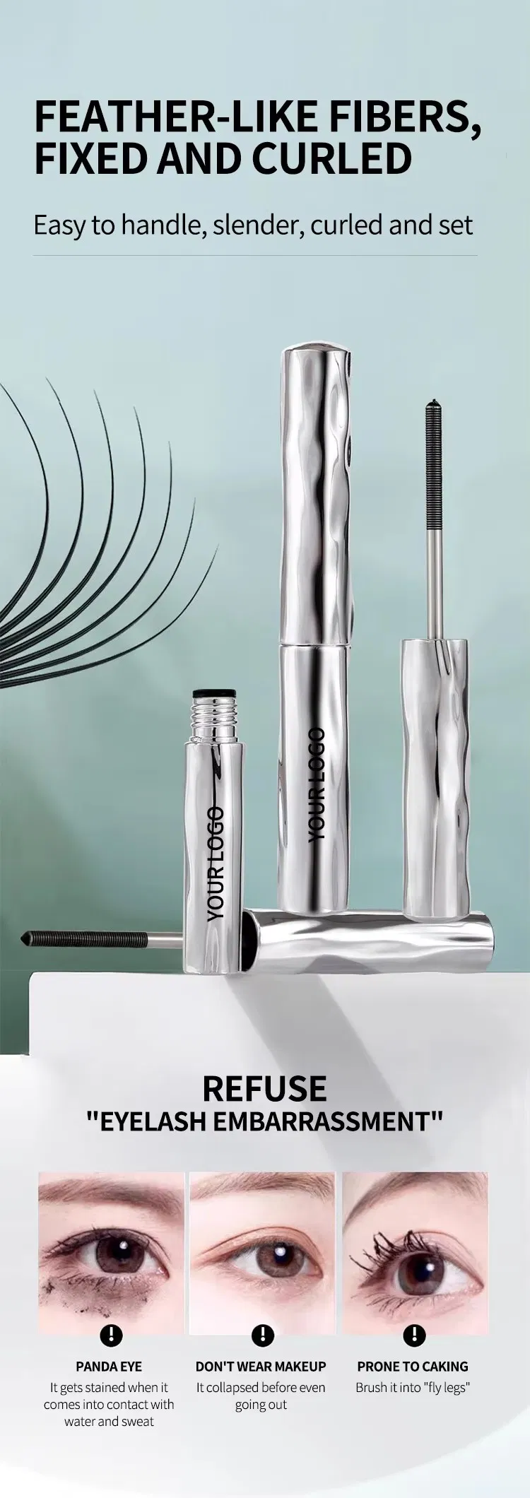 Long, Curly, Non Smudging, Durable and Clear Eye Black Cross-Border Mascara
