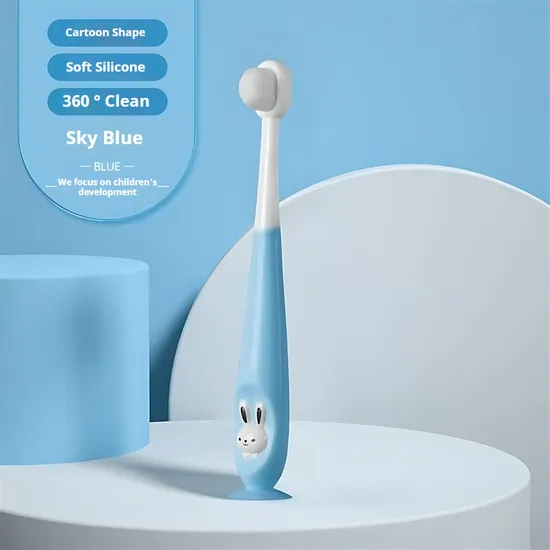 Cheese Children's Soft Hair Toothbrush Spiral Brush for 3-12 Years Old Baby Two Pack Factory Wholesale