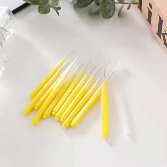 Dental Oral Teeth Interdental Brush Pink Yellow Lash Brow Lamination Lift Brush Micro Brush for Eyebrow Tint Dyeing Coloring