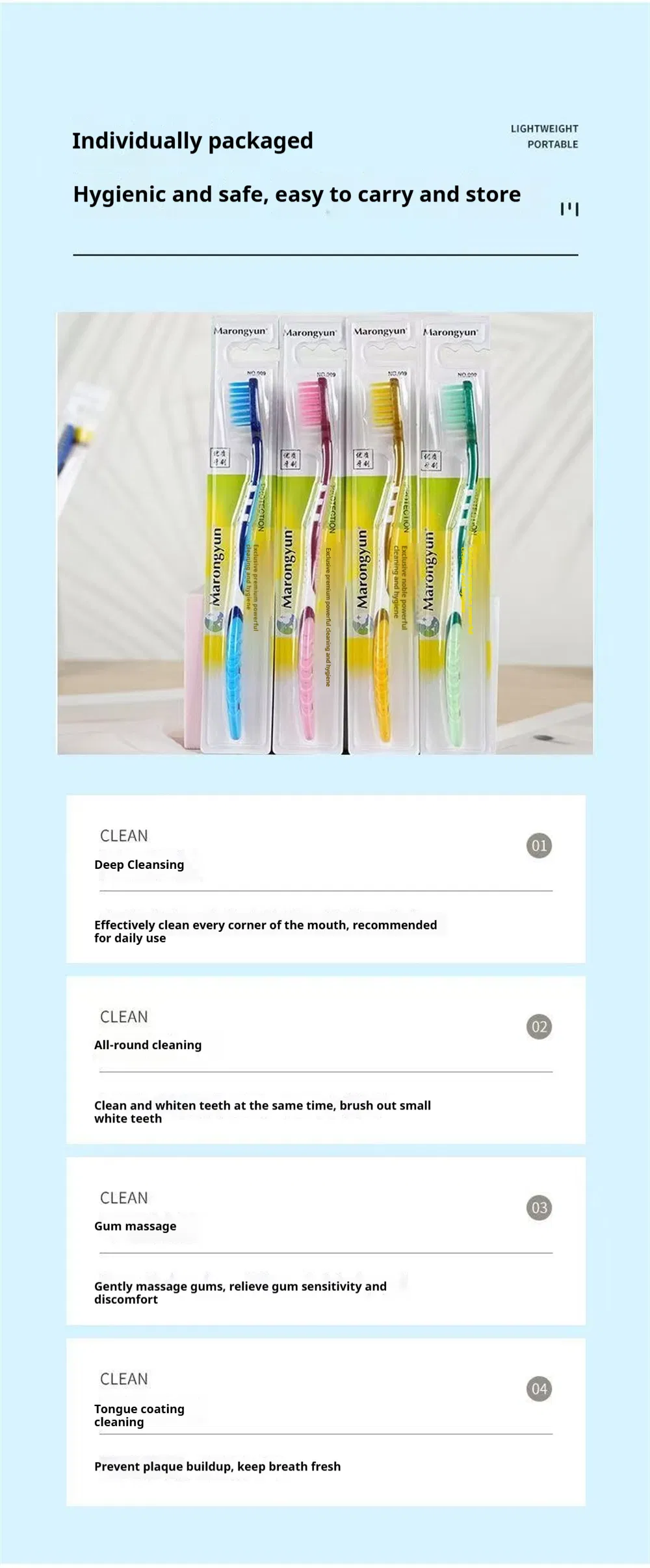 Transparent PS Handle Toothbrush for Adult High Quality Plastic Toothbrush Manufacturer Brosse a Dent