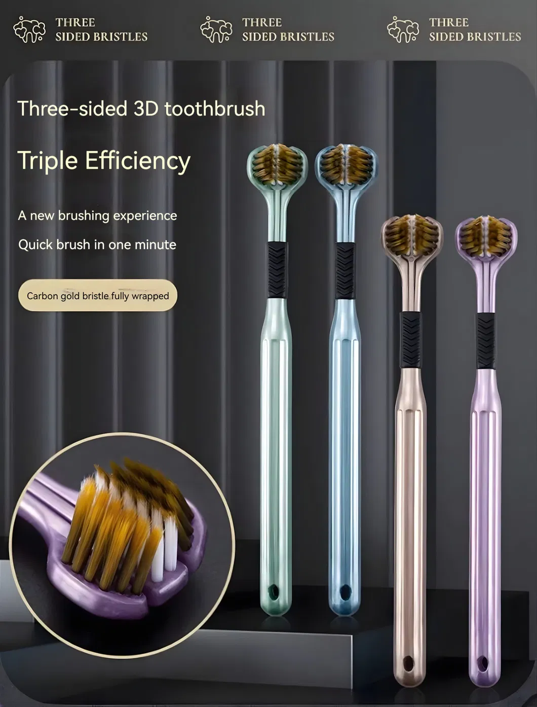 New Trends Luxury Toothbrush Fast Delivery Low MOQ Three-Sided Wrapped Soft Comfortable Bristles Tooth Brush Wholesale Personal Care