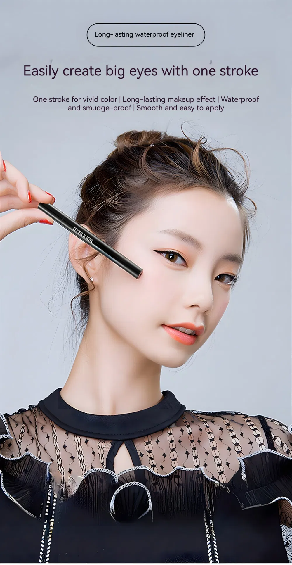 Fashionable Black Brown Color Waterproof Long Lasting Not Blooming Eyeliner Private Brand