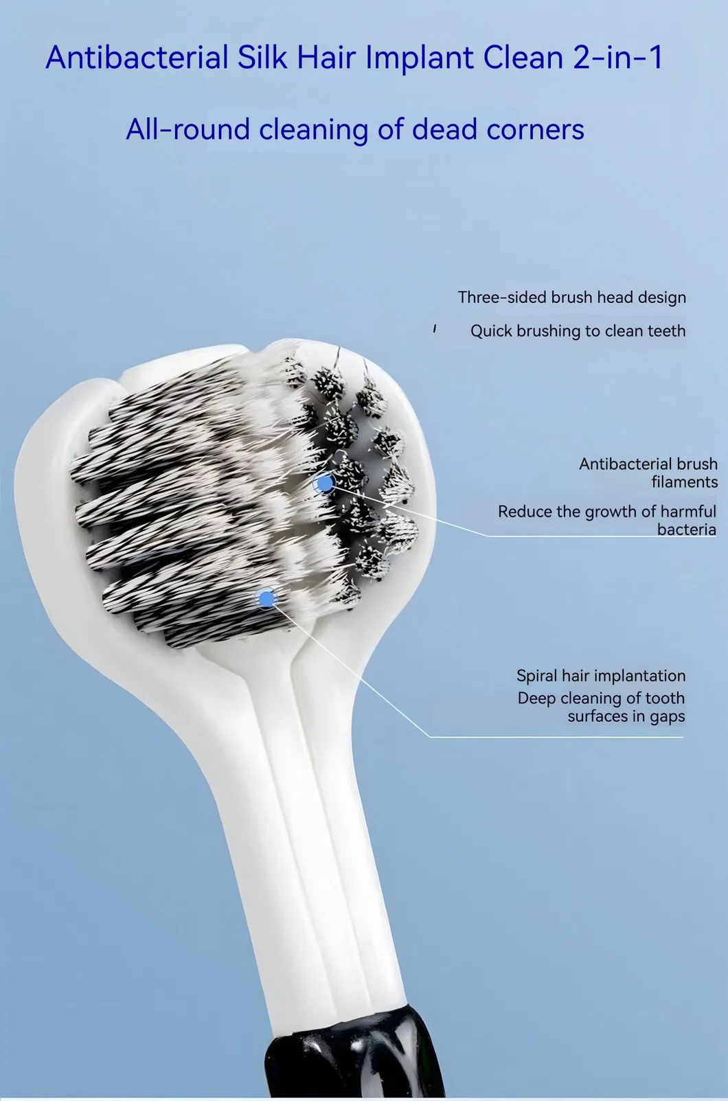 Wholesale 3-Sided Soft Bristle Tooth Brush Adult Children Home Use Triple Cleaning Power Three Head Toothbrush