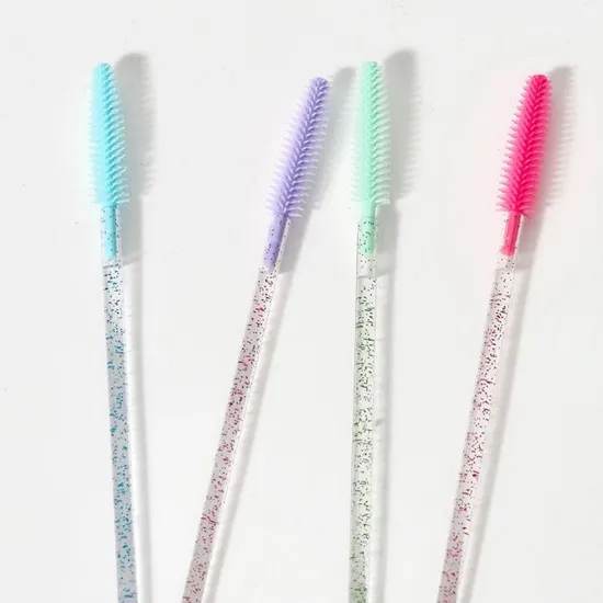 Mini Portable Colorful Disposable Nylon Eyelash Curler and Eyebrow Brush 50-Piece Pack Makeup Comb for Mascara Brushes