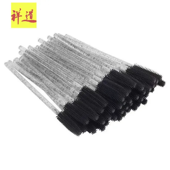 Hot Sell Colorful 50PCS Crystal Spoolies Mascara Silicone Eyelash Extension Cleaning Brush with Nylon Glitter Makeup Cosmetics
