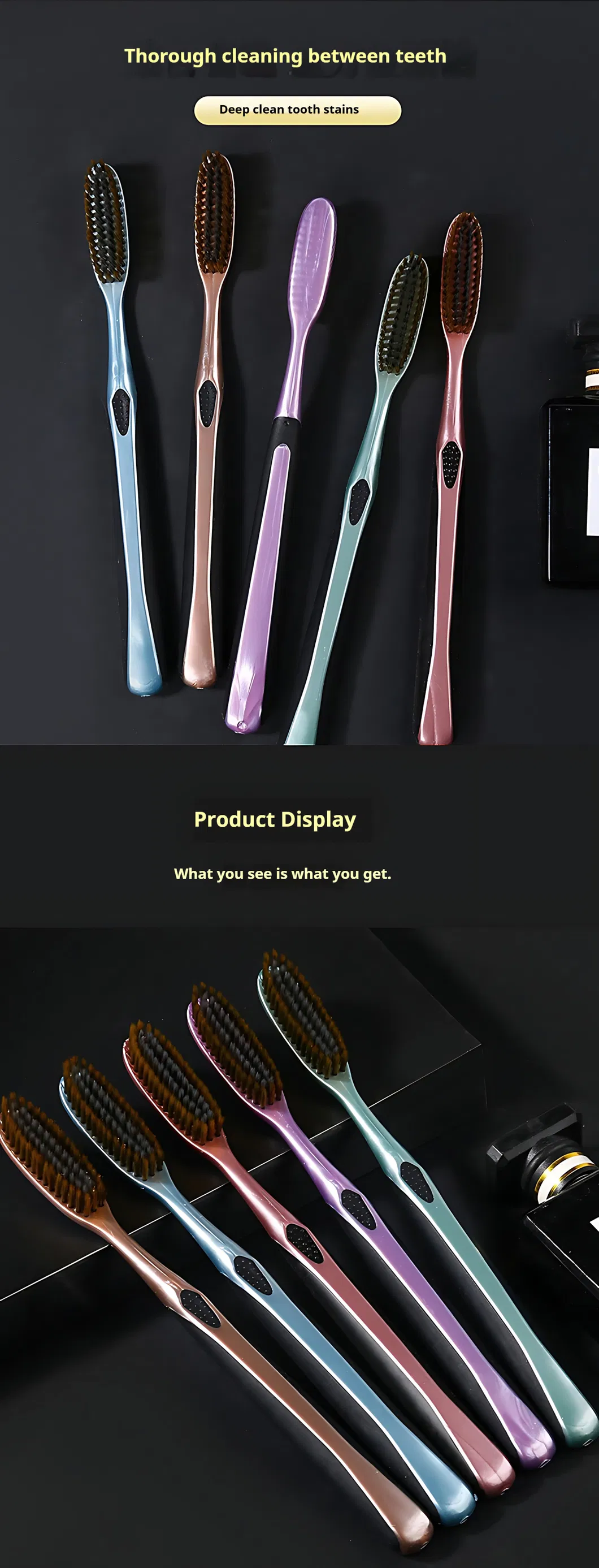 Luxury Rose Gold Manual Toothbrush with Soft Bristle - Luxury Gold Plated - Travel Toothbrush for Adults