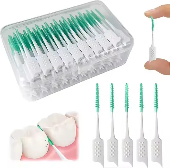 Rubber Reusable Personal Care Teeth Cleaning Oral Plastic Toothpick Interdental Brush.