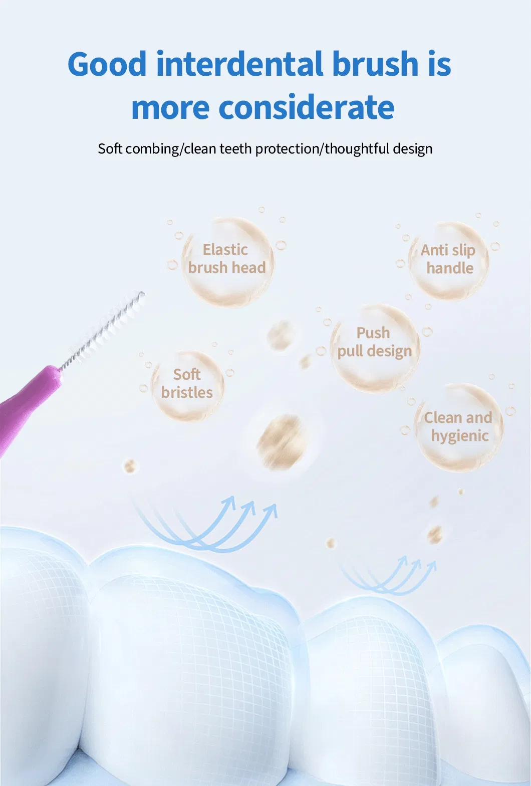 Flexible Neck Pagoda Brush for Tight Teeth Gaps OEM/ODM Interdental Brush