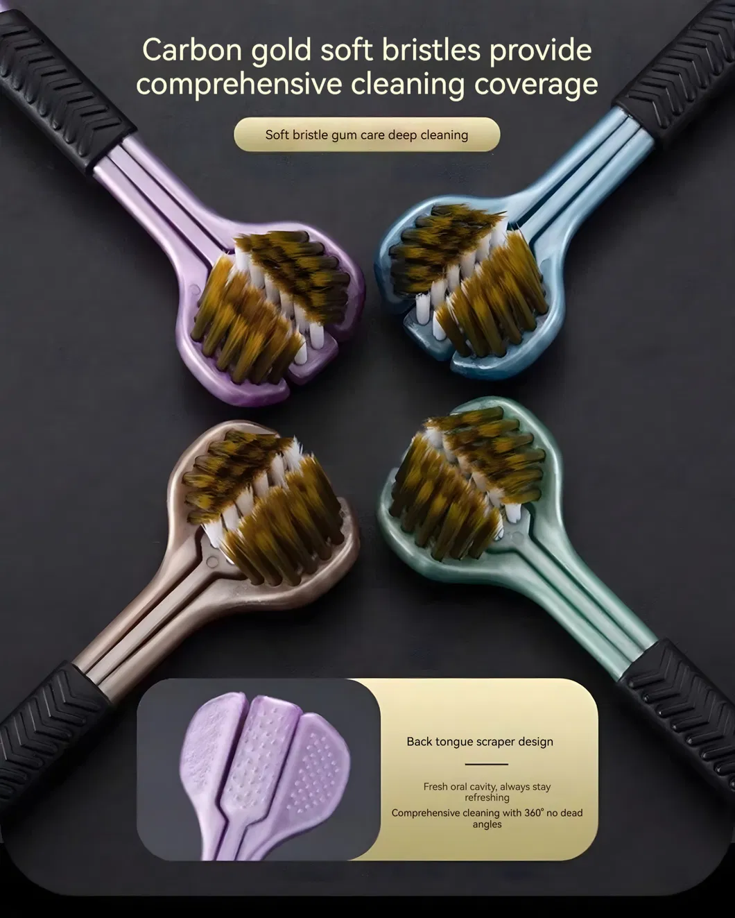 360&deg; Clean 3D Multi-Angle Toothbrush - Deep Plaque Removal for Back Teeth &amp; Braces Dentist Tested (2-Pack)