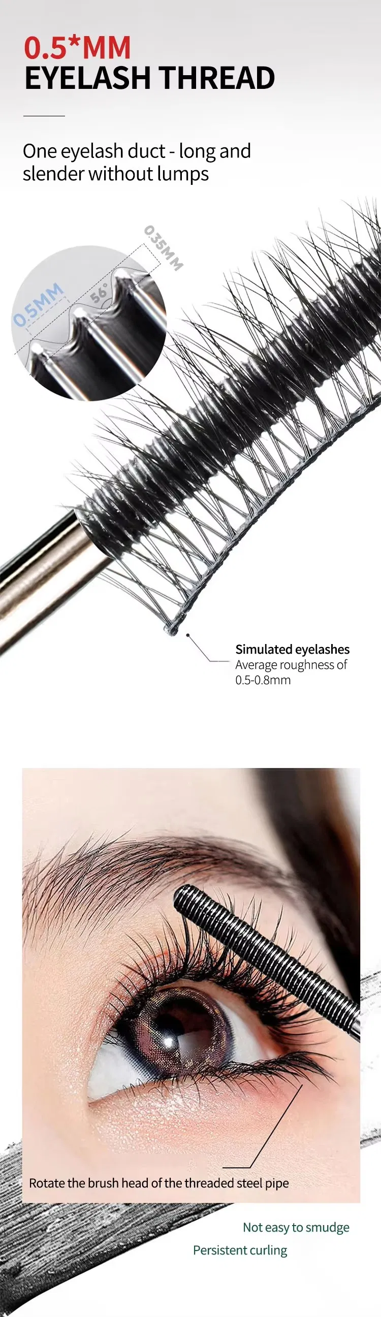 Popular Water Ripple Style Empty Plastic &amp; Aluminum Mascara with Metal Brush